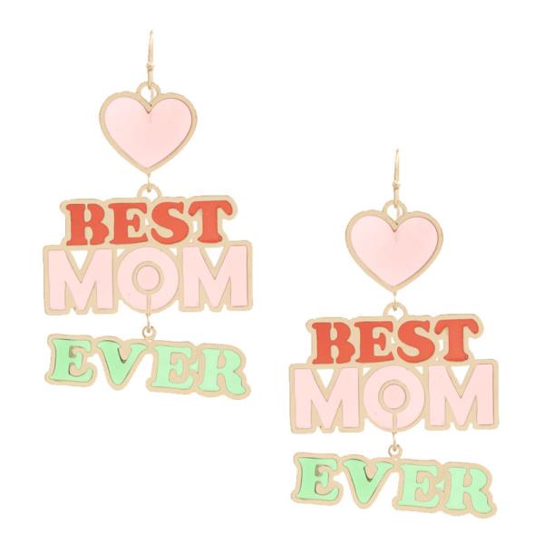 Round Best Mom Ever Dangle Earring