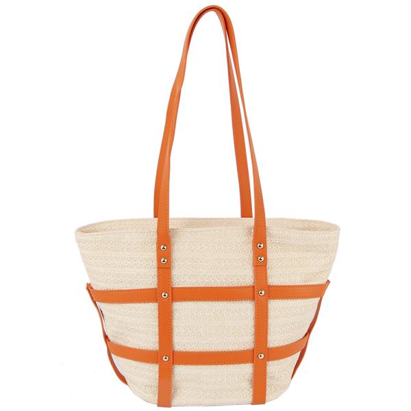Woven Design Two Tone Tote Bag