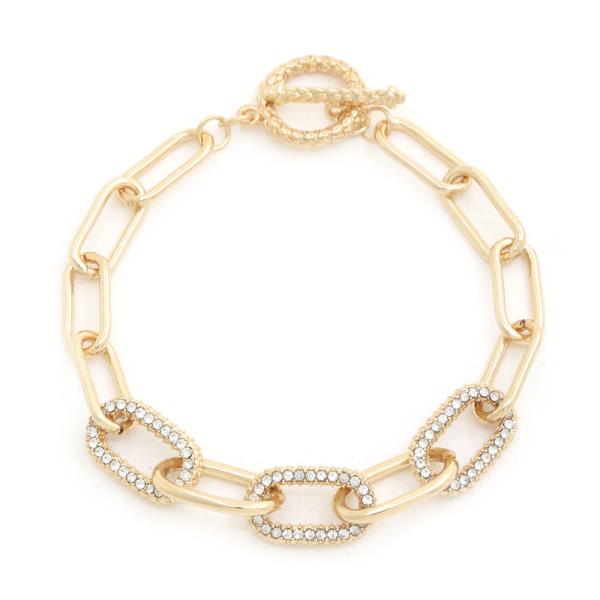 SDJ Oval Link Toggle Clasp Metal Bracelet