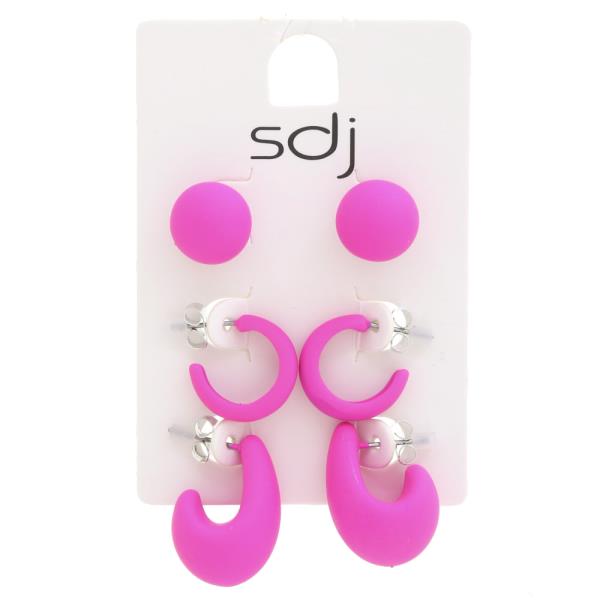 SDJ Puffy Teardrop Dome Assorted Earring Set