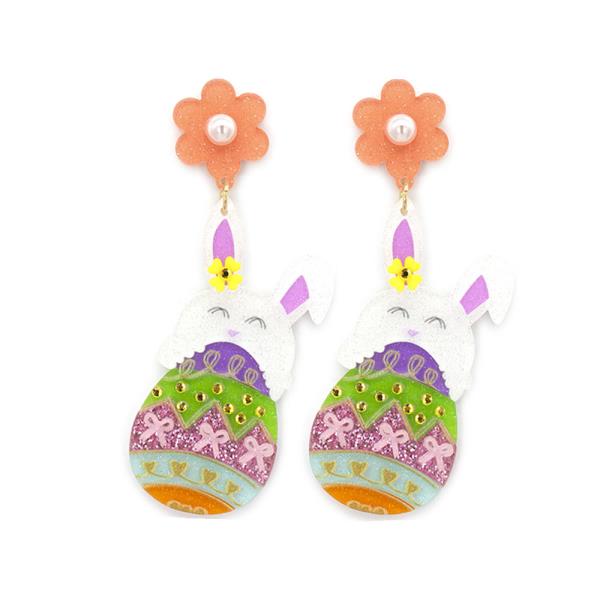 Happy Easter Egg Rabbit Dangle Earring