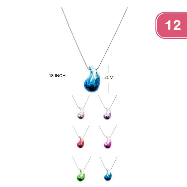 Chunky Drop Pendant Necklace (12 Units)