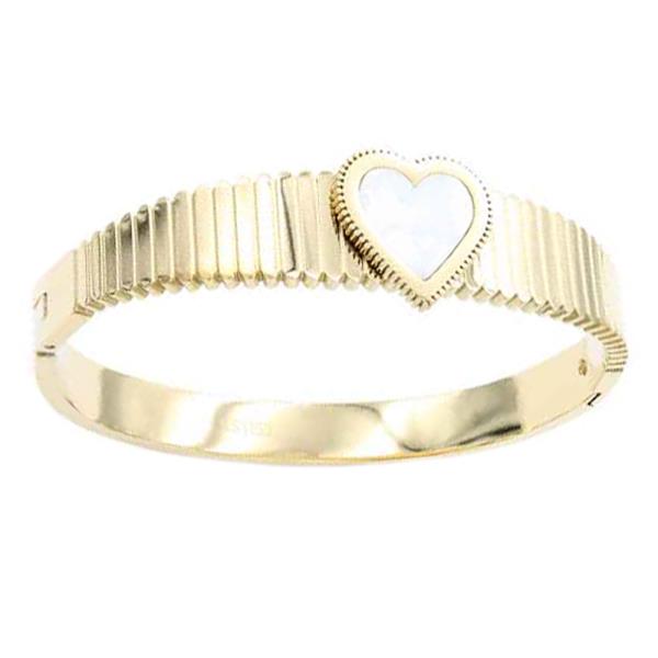 Heart Stainless Steel Hinged Bracelet