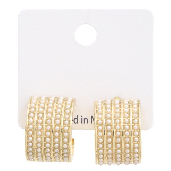 PEARL BEAD WIDE HOOP EARRING