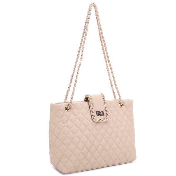 Quilt Smooth Twist Lock Shoulder Bag