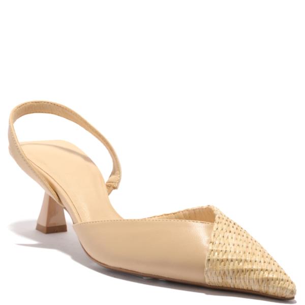 RAFFIA AND PU POINTY SLING BACK 12 PAIRS