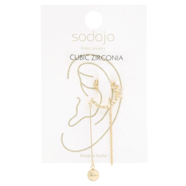 SODAJO CZ Ball Bead Metal Ear Cuff