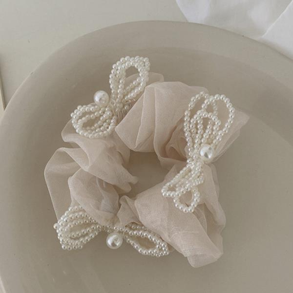 PEARL RIBBON HAIR SCRUNCHIES