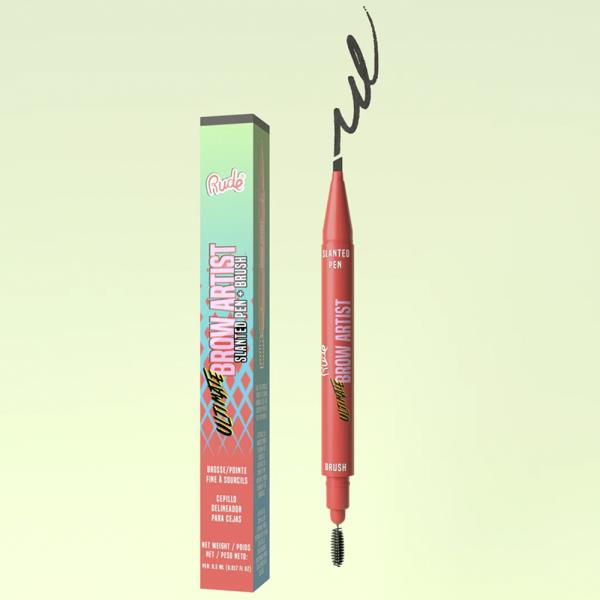 RUDE ULTIMATE BROW ARTIST SLANTED PEN AND BRUSH - Black Brown