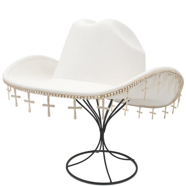 ($15.00 EA X 3 PCS) COWBOY WITH RHINESTONE CROSS UNDERBRIM TRIM