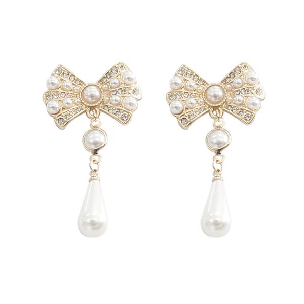 Bow Pearl Dangle Earring