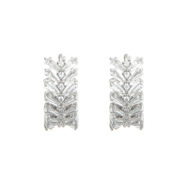 CZ Vine Huggie Hoop Earring
