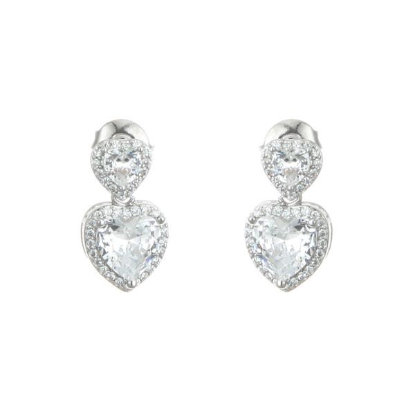 CZ Double Heart Post Earring