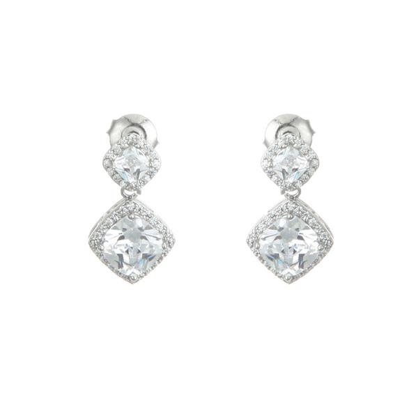 CZ Double Square Post Earring