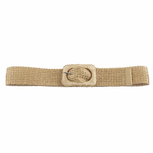 STRAW RAFFIA RECTANGLE BUCKLE BELT