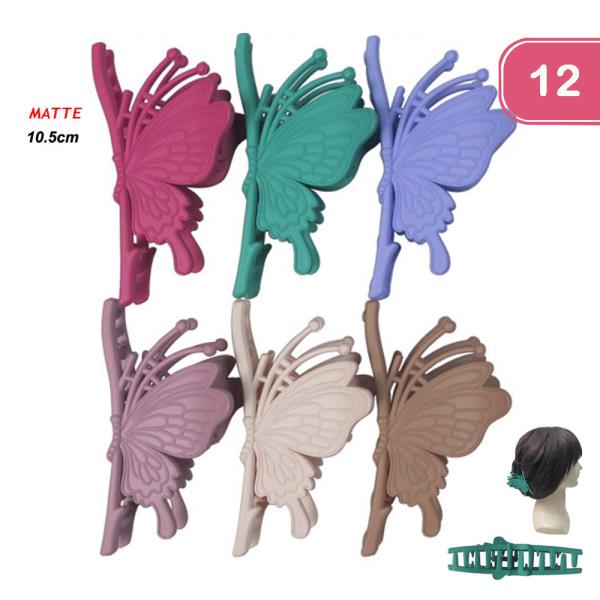 Matte Butterfly Hair Clip (12 Units)