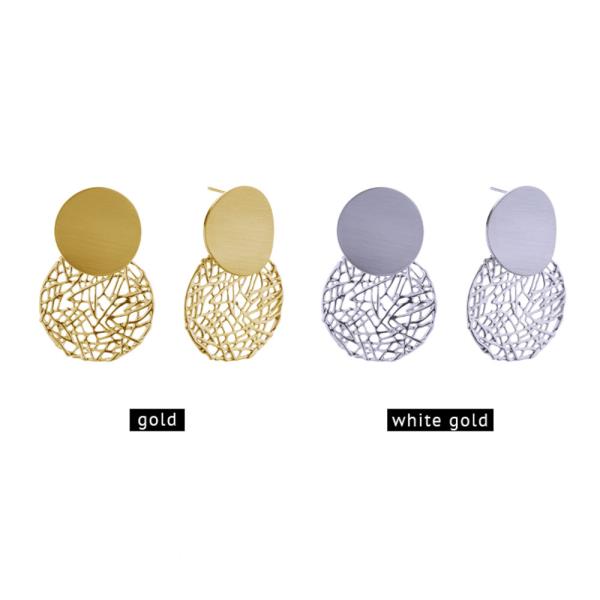 14K Gold White Gold Dipped Button Post Earring