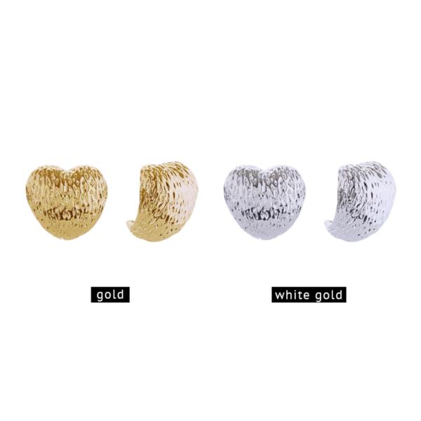 14K Gold White Gold Dipped Puff Heart Earrings