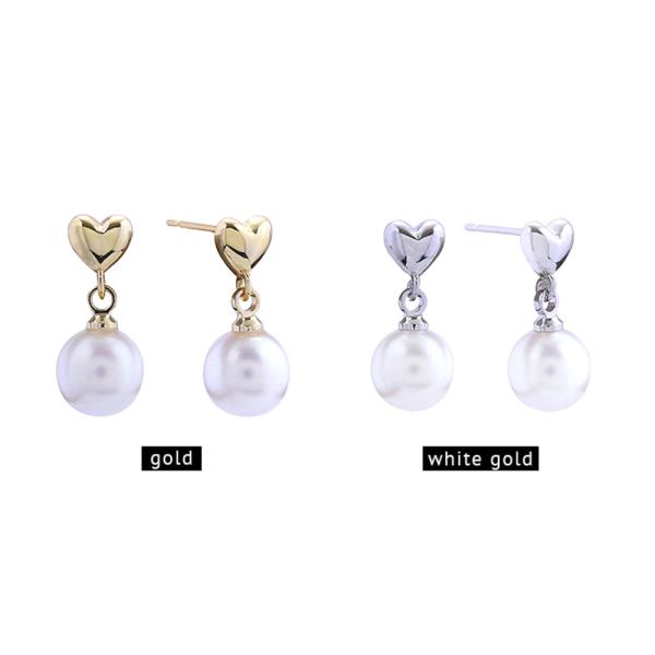 14K Gold White Gold Dipped Heart Post Earrings