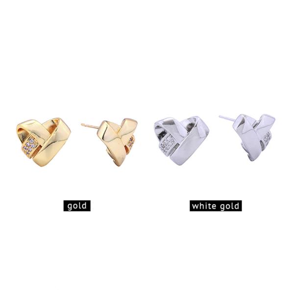 14K White Gold Dipped Heart Pave CZ Earring