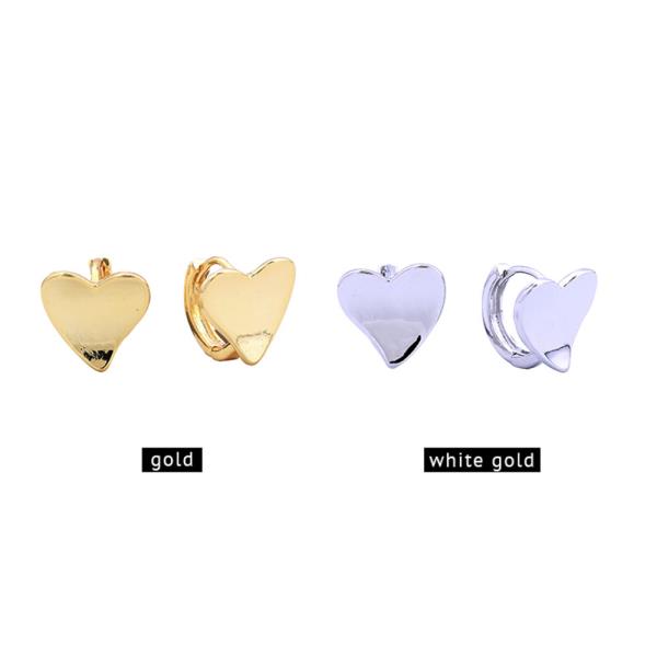 14K Gold White Gold Dipped Heart Post Earrings