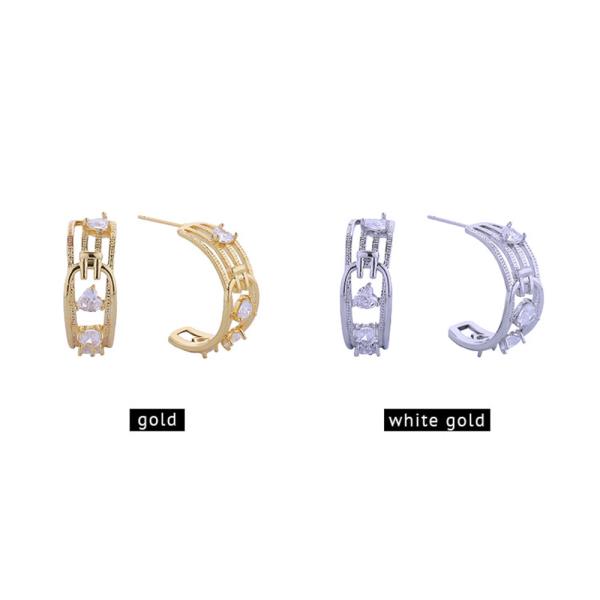 14K Gold White Gold Dipped Hoop CZ Earrings