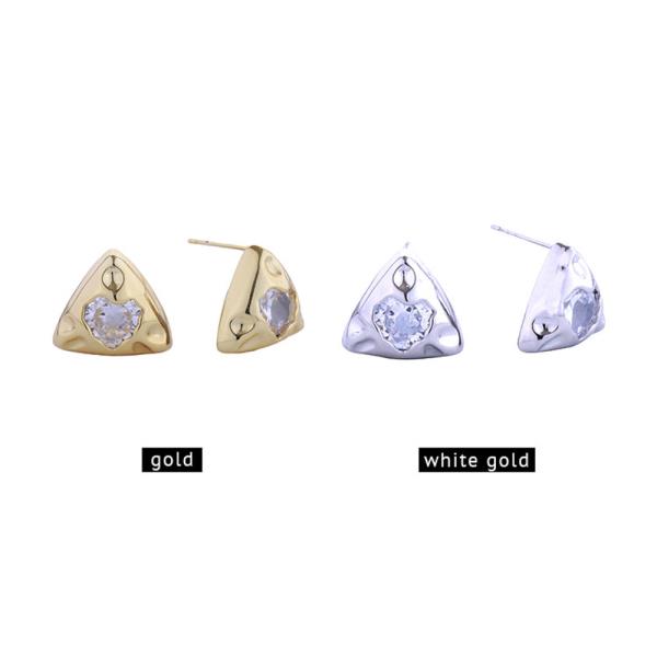 14K Gold White Gold Dipped Triangle CZ Earrings