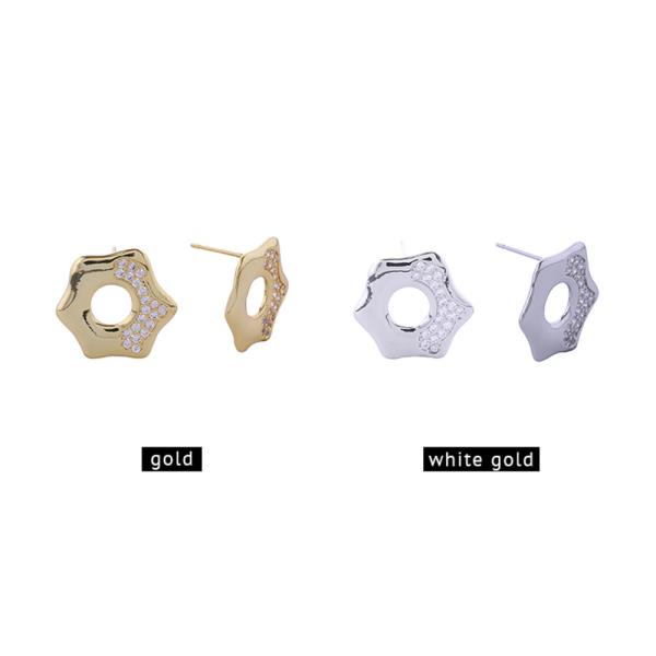 14K Gold White Gold Dipped CZ Post Earrings