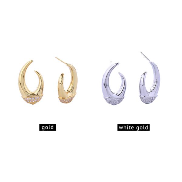 14K Gold White Gold Dipped CZ Hoop Earrings