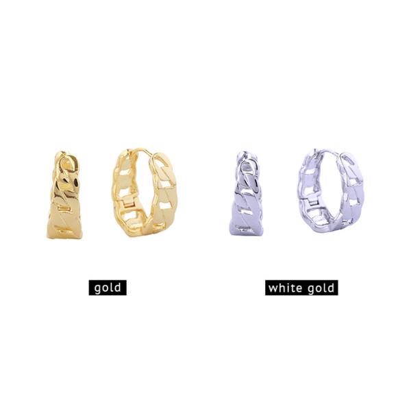 14K Gold White Gold Dipped Chain Hoop Earrings