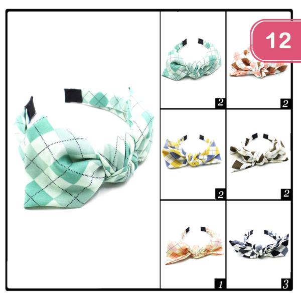 Pattern Knot Bow Hairband (12 Units)