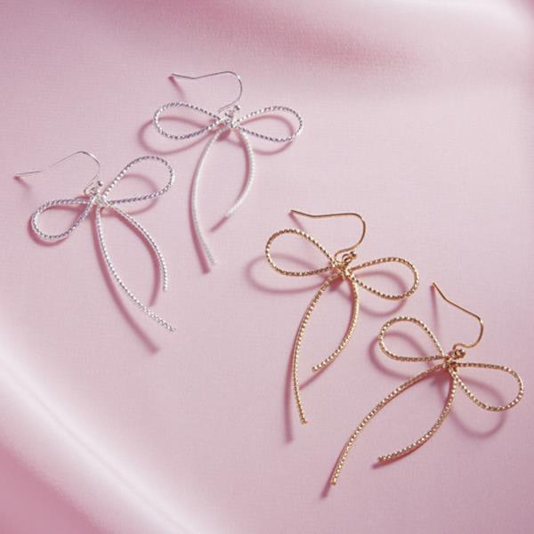 Ribbon Shaped Brass Metal Post Earring