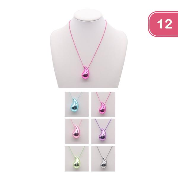 Metallic Teardrop Necklace (12 Units)