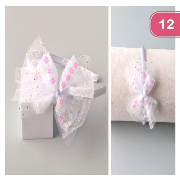 Flower Sequin Tulle Bow Headband (12 Units)