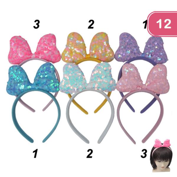 Sequin Bow Headband (12 Units)