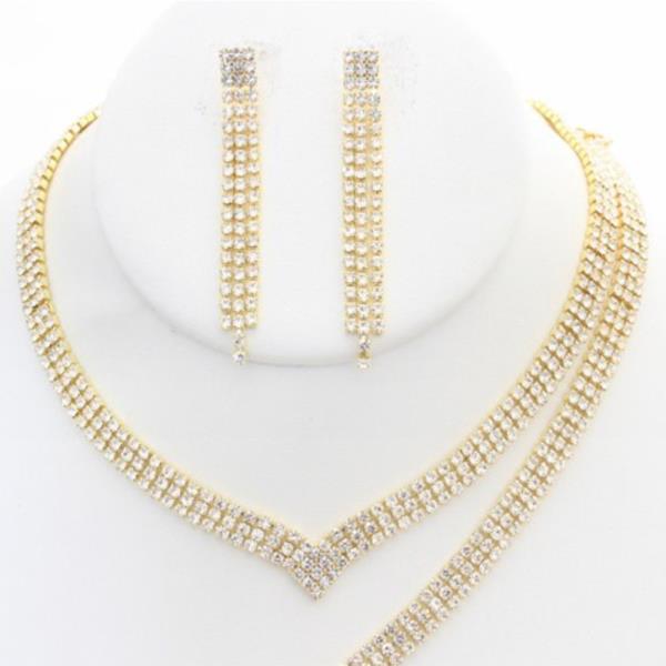 V Shape Rhinestone Bracelet Set