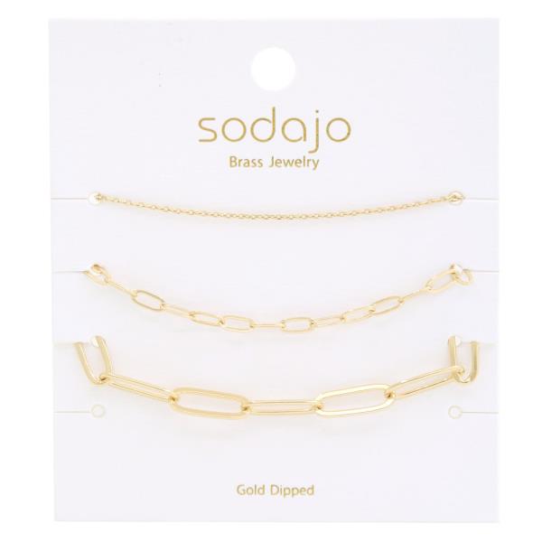 SODAJO Dainty Oval Link Gold Dipped Bracelet Set