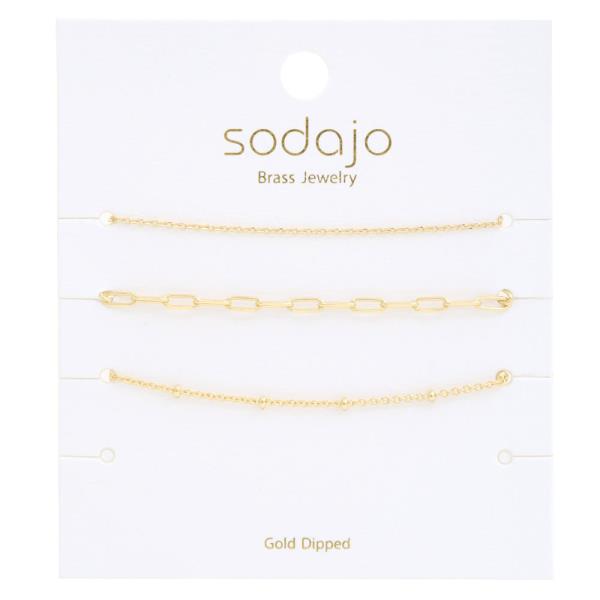 SODAJO Dainty Oval Link Gold Dipped Bracelet Set
