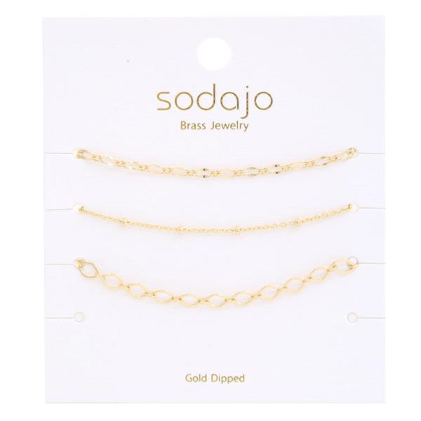 SODAJO Ball Bead Link Gold Dipped Bracelet Set