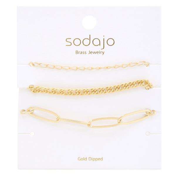 SODAJO Dainty Oval Link Gold Dipped Bracelet Set