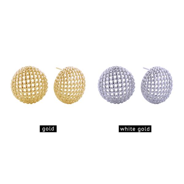 14K Gold White Gold Dipped Beaded Post Earrings