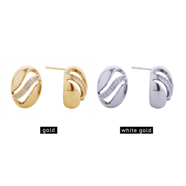 14K Gold White Gold Dipped CZ Post Earrings
