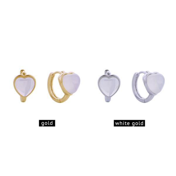 14K Gold White Gold Dipped Heart Earrings