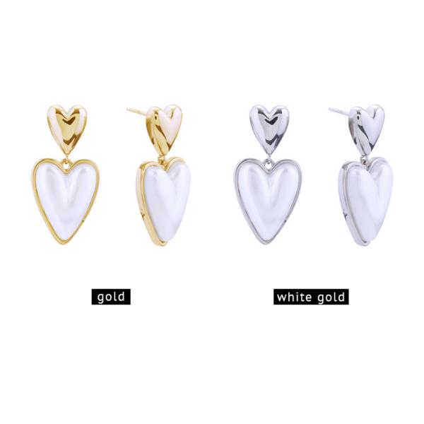 14KGOLD White Gold Dipped Heart Post Earrings