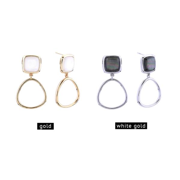 14K Gold White Gold Dipped Hoop Button Earrings