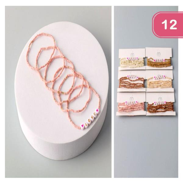 Love Seed Bead Bracelet (12 Units)
