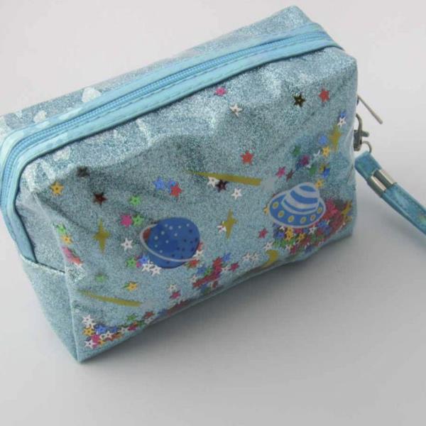 SPACE CONFETTI COSMETIC BAG W/ STRAP