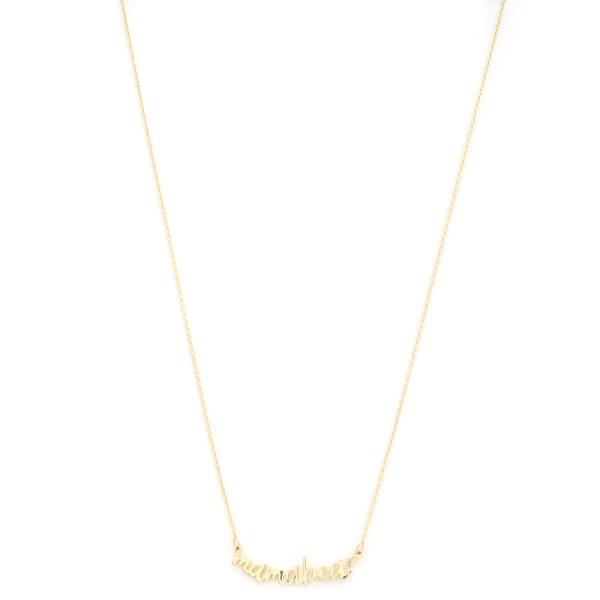 Mama Bear Cursive Plate Metal Necklace