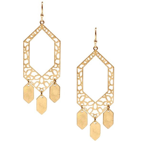 Metal Hexagon Dangle Earring