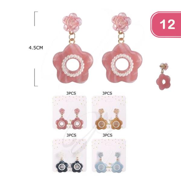 Flower Dangle Earrings (12 Units)
